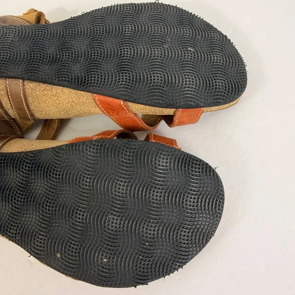 Taos Women's Leather Sandals 8-8.5 EU39 Orange Tan Adjustable Comfort
